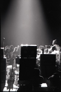 Santana concert at the Springfield Civic Center: view of band obscured by sound equipment