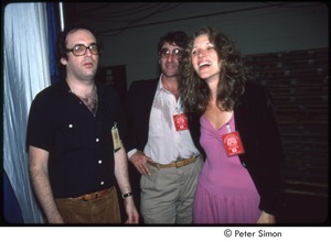 MUSE concert and rally: John Landau (left), David Levine, and Lucy Simon backstage at the MUSE concert
