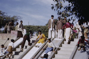 Children on slides in Delhi