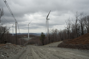 Service road and array of wind turbines, Berkshire Wind Power Project