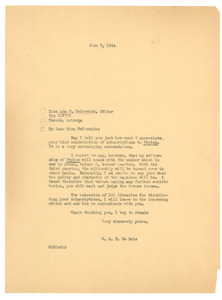 Letter from W. E. B. Du Bois to Letter