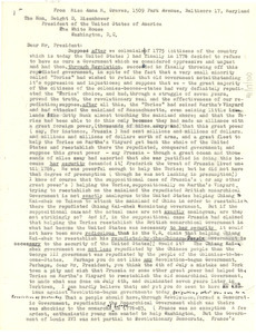 Copy of a letter sent from Anna Melissa Graves to President Dwight D. Eisenhower