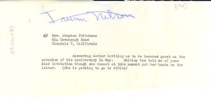 Letter from W. E. B. Du Bois to First Unitarian Church of Los Angeles