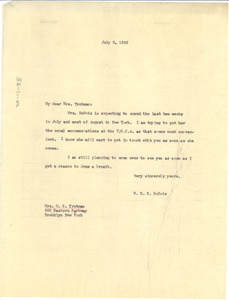 Letter from W. E. B. Du Bois to Mrs. M. B. Trotman