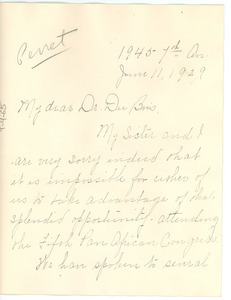 Letter from Helen F. Lanning to W. E. B. Du Bois