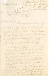 Letter from Grace W. Joiner to W. E. B. Du Bois
