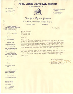 Letter from Afro Arts Cultural Center to W. E. B. Du Bois