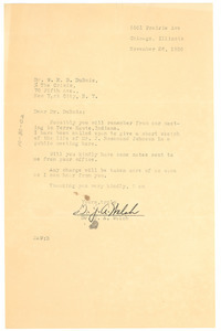 Letter from J. A. Welch to W. E. B. Du Bois