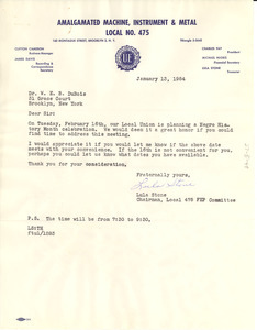 Letter from Lulu Stone to W. E. B. Du Bois