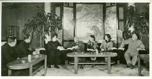 W. E. B. Du Bois and Shirley Graham Du Bois meeting with Chinese officials, including Zhou Enlai and Chen Yi