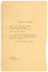 Letter from W. E. B. Du Bois to Edna Rosalyne Heard