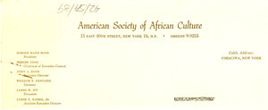 American Society of African Culture letterhead