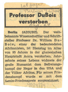 Professor Du Bois verstorben