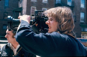 Michael Rapunzel filming with 16mm Eclair camera
