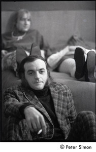 Royston Wood (foreground) and Peter Bellamy and Heather Wood (on bed): Young Tradition