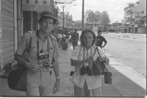 Clare Hollingworth with Life photographer Tim Page; Saigon.