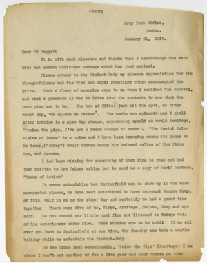 Transcribed letter from Charles A. Palmer to Letter from Laurence L. Doggett (January 21, 1917)