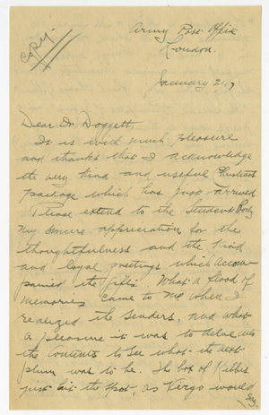 Letter from Charles A. Palmer to Letter from Laurence L. Doggett (January 21, 1917)