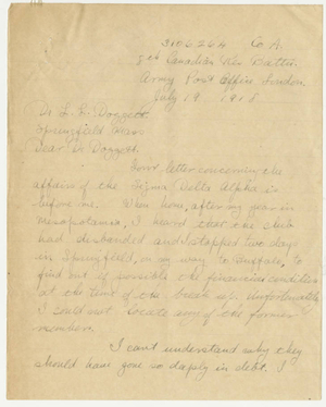 Letter from James W. Payne to Laurence L. Doggett (July 19, 1918)