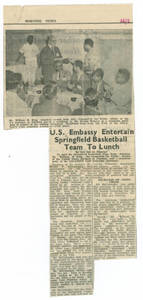 Newspaper Article, U.S. Embassy Invites Springfield College Men's Basketball Team to Lunch
