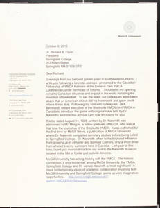 Letter to Dr. Richard Flynn from Norris D. Lineweaver (October 8, 2012)