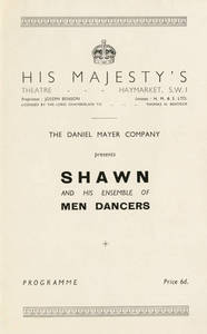 Shawn and his ensemble of male dancers in the United Kingdom brochure (1935)