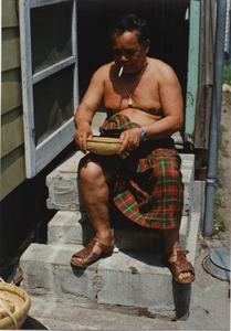 Basket Making: Em Yung makes adjustments to his baskets, 1987