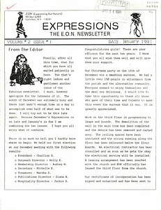 Expressions: The EON Newsletter Vol. 2 Issue 1 (January, 1991)
