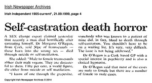 Self-castration death horror