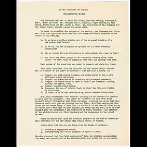 Minutes for Ad Hoc Committee on Schools meeting on February 8, 1962