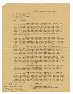 Letter from Jessica Henderson to Robert Morss Lovett, September 29, 1927