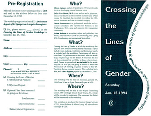 Brochure for Crossing the Lines of Gender (Jan. 15, 1994)