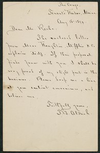 Letter, August 18, 1894, T.B. Aldrich to James Jeffrey Roche