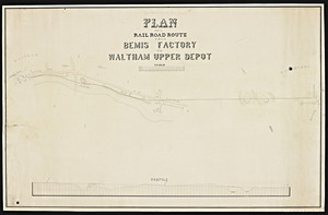 Plan of a railroad route from Bemis Factory to Waltham Upper Depot.