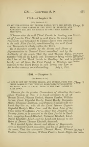 1781 Chap. 0008 An Act For Setting Off Thomas Eaton, With His Estate, From The First Parish In The Town Of Reading, And Annexing Him And His Estate To The Third Parish In Said Town.