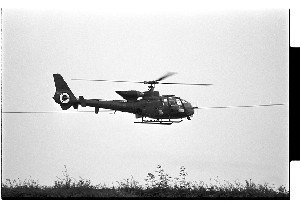 British Army Lynx i.e. Gazelle helicopter landing in Downpatrick, Co. Down