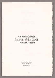 Amherst College Commencement program, 1983 May 29