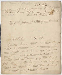 Edward Hitchcock sermon no. 42, "The final Judgment a test of our Conduct," 1821 July