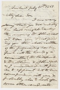 Edward Hitchcock letter to Edward Hitchcock, Jr., 1861 July 11