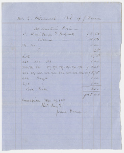 Edward Hitchcock receipt of payment to James Deane, 1853 September 27