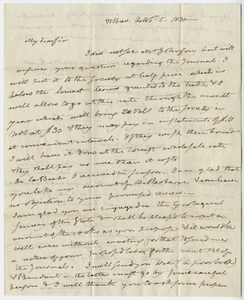 Benjamin Silliman letter to Edward Hitchcock, 1830 October 5
