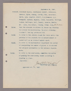 Amherst College faculty meeting minutes 1907/1908