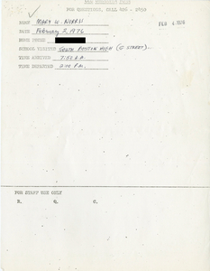 Citywide Coordinating Council daily monitoring report for South Boston High School by Mary W. Norris, 1976 February 2