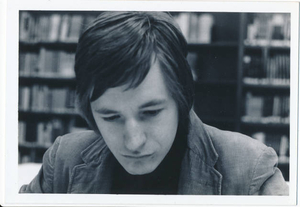 Me in the library at UMass Boston Park Square campus