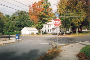 Street sign in autumn