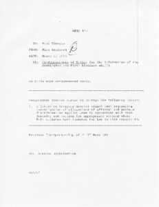 Memo #75, Co-Sponsorship of Bills: for the information of the Washington and Fifth District staffs