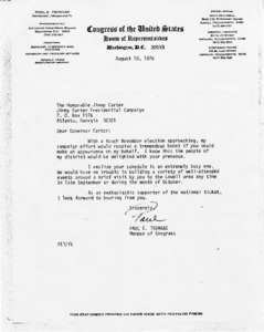 Letter to Jimmy Carter from Paul E. Tsongas