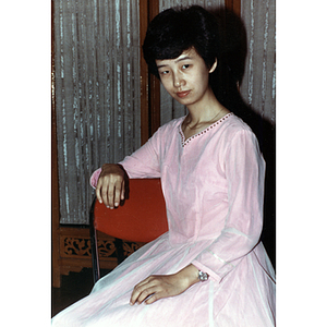 Portrait of a woman traveling with a Chinese performing arts troupe