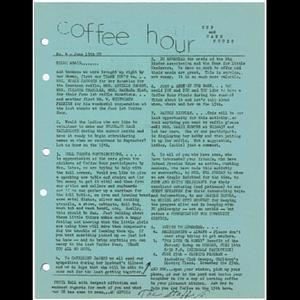 Newsletter for the Freedom House Coffee Hour