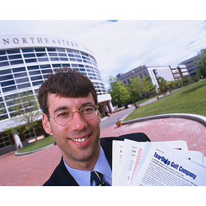 Co-op student poses in front of Shillman Hall